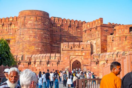 Photo for Agra, India - February 20, 2024: people enjoy visiting the red fort in Agra, India. - Royalty Free Image