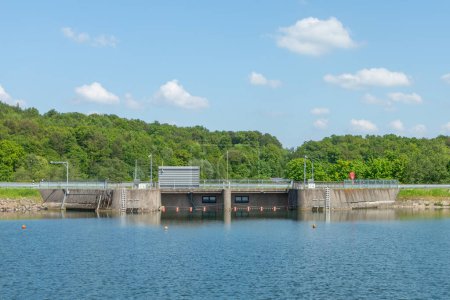 dam at Emmerstausee - Emmer Reservoir in Germany at lake Schieder, Germany
