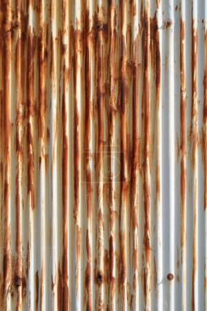 Photo for Artistic of old and rusty zinc sheet wall. Vintage style metal sheet texture. - Royalty Free Image