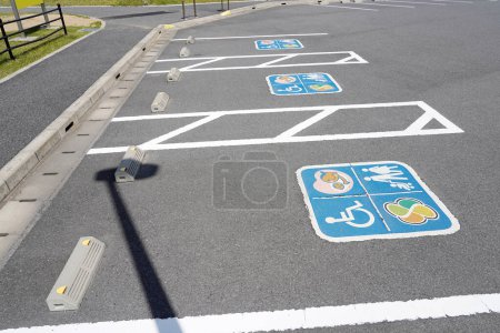 Road marking for handicapped parking stall in a parking lot                                