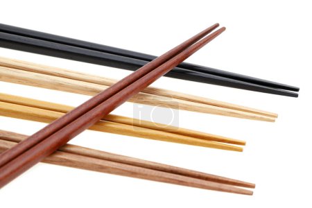 Photo for Pile of wooden chopsticks isolated on white background - Royalty Free Image
