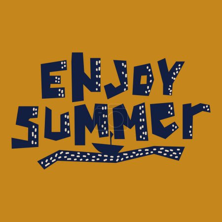 Illustration for Enjoy summer, typographic inscription. Holiday poster. Handwritten vacations lettering, can be used fot tshirt, banner, web and print. - Royalty Free Image