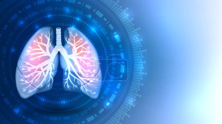 Illustration for Lungs anatomy structure and health care concept abstract blue background - Royalty Free Image