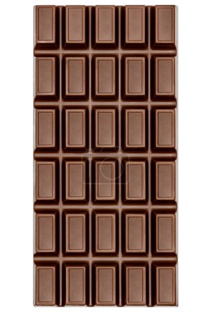 Foto de Barra de chocolate negro como fondo aislado sobre fondo blanco con recorte caminos - Imagen libre de derechos