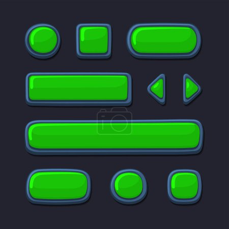 Casual Game UI Kit Buttons Set. Cartoon Style. Vector Illustration