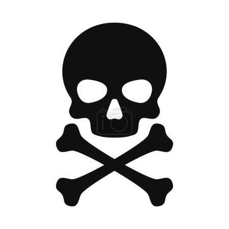 Illustration for Skull and Crossbones Icon on White Background. Vector Illustration - Royalty Free Image