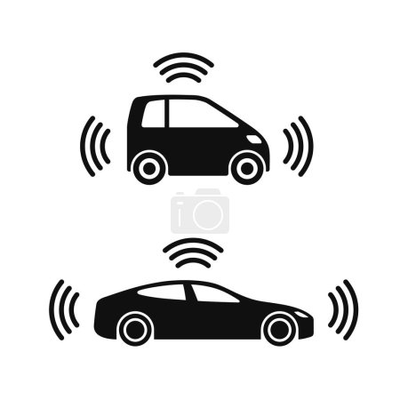 Photo for Smart Car Icon Set on White Background. Vector illustration - Royalty Free Image