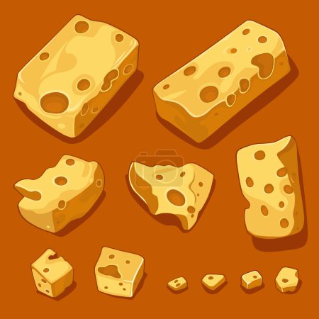 Photo for Cheese Parts Set on a White Background. Vector illustration - Royalty Free Image