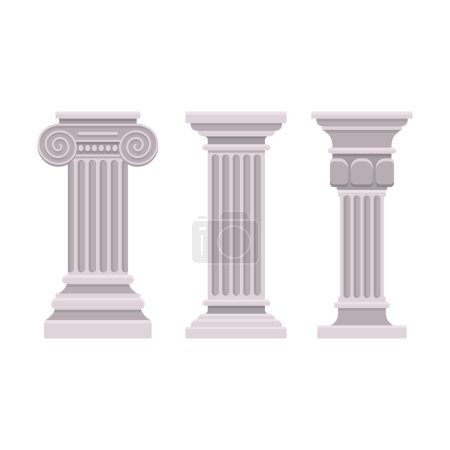 Photo for Antique Ancient Classic Stone Columns on White Background. Vector illustration - Royalty Free Image