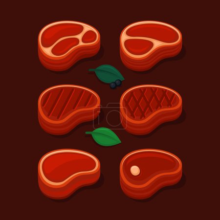 Photo for Steak Icons Set on Dark Background. Vector illustration - Royalty Free Image