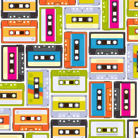 Photo for Retro Audio Cassette Pattern on White Background. Vector illustration - Royalty Free Image
