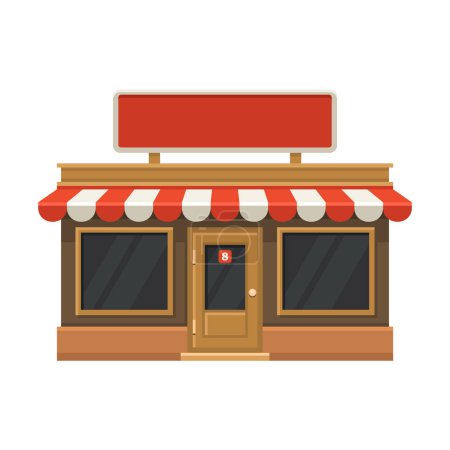Photo for Shop Store Exteriors. Eestaurant Buildings Front on White Background. Vector illustration - Royalty Free Image