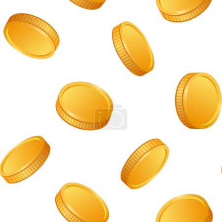 Photo for Seamless Golden Coins Pattern on White Background. Vector illustration - Royalty Free Image