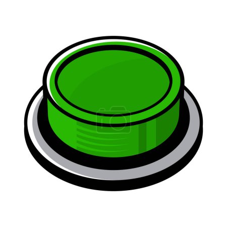 Photo for Big Green Button on White Background. Comic Book Style. Vector illustration - Royalty Free Image