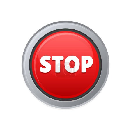 Photo for Red Stop Button on White Background. Vector illustration - Royalty Free Image