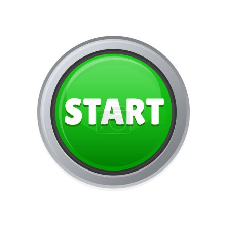 Photo for Green Start Button on White Background. Vector illustration - Royalty Free Image