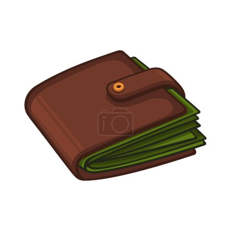 Photo for Brown Wallet with Money on White Background. Vector illustration - Royalty Free Image