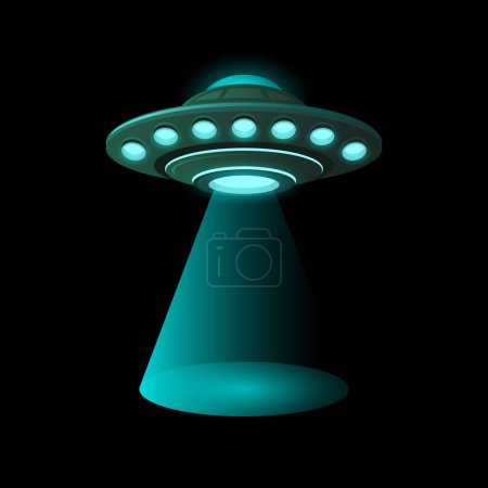 Photo for UFO. Unidentified Flying Object on Black Background. Vector Illustration - Royalty Free Image
