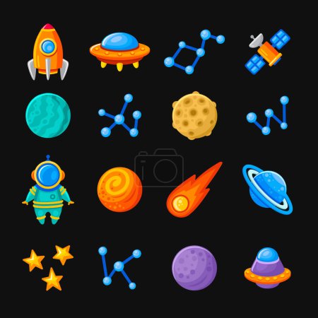 Photo for Space Icon Set. Cartoon Style. Vector illustration - Royalty Free Image