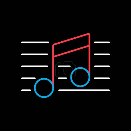 Illustration for Stave and music notes vector on black background icon. Melody, classical music, sound design. Graph symbol for music and sound web site and apps design, logo, app, UI - Royalty Free Image