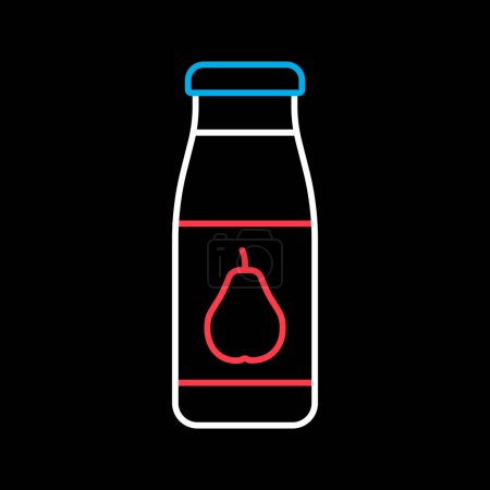 Ilustración de Botella de jugo de pera vector aislado en el icono de fondo negro. Símbolo gráfico para niños y bebés recién nacidos sitio web y aplicaciones de diseño, logotipo, aplicación, interfaz de usuario - Imagen libre de derechos