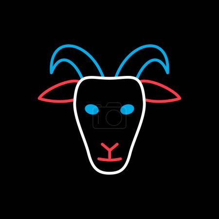 Ziege isoliert auf dunklem Hintergrund Symbol. Tierkopf. Bauernhof-Schild. Grafik-Symbol für Ihr Webseiten-Design, Logo, App, UI. Vektorillustration