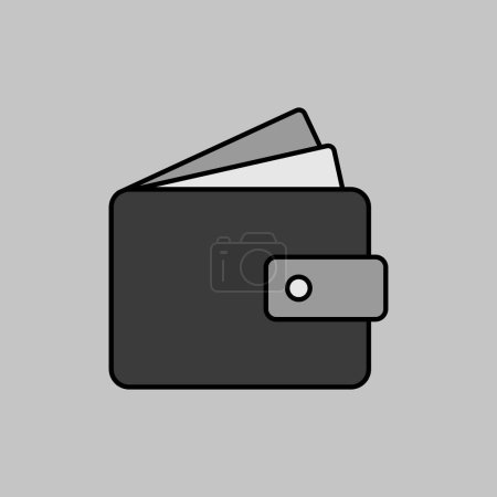 Porte-monnaie vecteur d'icônes en niveaux de gris. Signe d'argent isolé. Paiement, paiement mobile en ligne, facture, paiement, salaire, concept d'achat. Commerce électronique