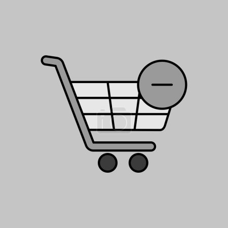 Illustration for Shopping cart grayscale icon with minus. Remove from cart. E-commerce sign. Graph symbol for your web site design, logo, app, UI. Vector illustration, EPS10. - Royalty Free Image