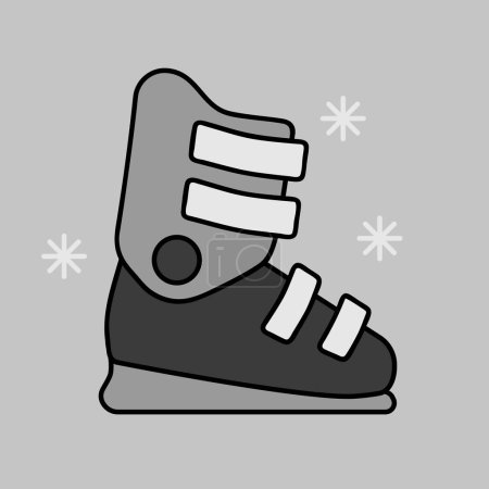 Illustration for Ski boots vector isolated grayscale icon. Winter sign. Graph symbol for travel and tourism web site and apps design, logo, app, UI - Royalty Free Image