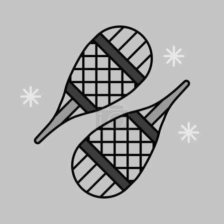 Ilustración de Snowshoes vector aislado icono de escala de grises. Señal de invierno. Símbolo gráfico para viajes y turismo sitio web y aplicaciones de diseño, logotipo, aplicación, interfaz de usuario - Imagen libre de derechos