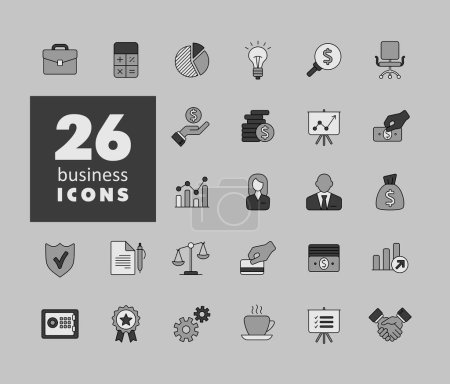 Illustration for Business and finance web outline grayscale icon set. Graph symbol for your web site design, logo, app, UI. Vector illustration, EPS10. - Royalty Free Image