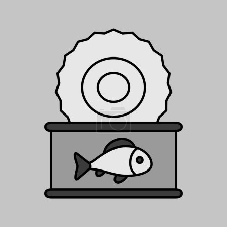 Téléchargez les illustrations : Fish preserves isolated grayscale icon. Farm animal sign. Graph symbol for your web site design, logo, app, UI. Vector illustration - en licence libre de droit