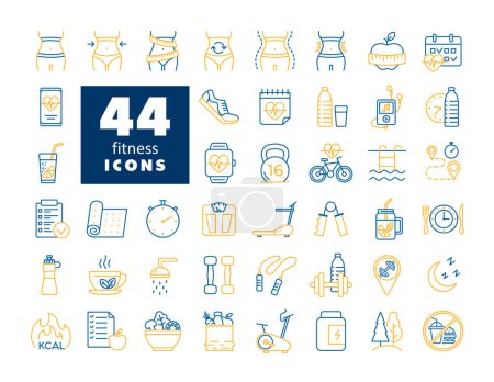Fitness and health vector icon set. Graph symbol for fitness and weight loss web site and apps design, logo, app, UI
