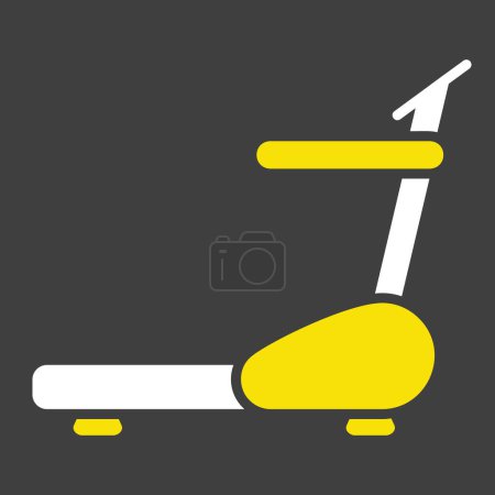 Fitness exercise treadmill device for walking and running vector solid icon on dark background. Graph symbol for fitness and weight loss web site and apps design, logo, app, UI