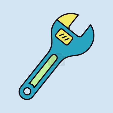 Adjustable spanner vector icon on dark background. Construction, repair and building. Graph symbol for your web site design, logo, app, UI