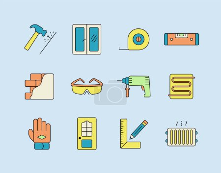 Set of building construction and home repair icons. Graph symbol for your web site design, logo, app, UI. Vector illustration, EPS10.