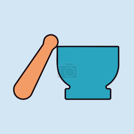 Mortar and Pestle vector color icon. Kitchen appliance. Graph symbol for cooking web site design, logo, app, UI