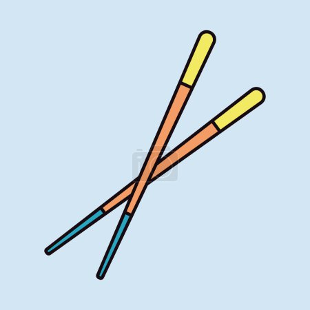 Chinese chopsticks, chop sticks vector color icon. Kitchen appliance. Graph symbol for cooking web site design, logo, app, UI