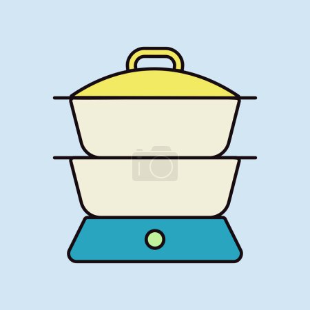 Double boiler vector color icon. Kitchen appliance. Graph symbol for cooking web site design, logo, app, UI