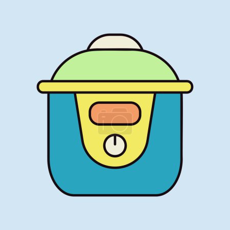 Slow cooking crock pot vector color icon. Electric kitchen appliance. Graph symbol for cooking web site design, logo, app, UI