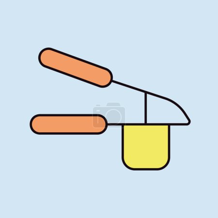 Garlic press vector color icon. Kitchen appliance. Graph symbol for cooking web site design, logo, app, UI