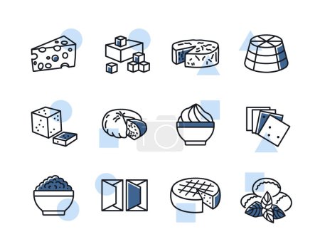 Cheese vector icon set. Dairy products sign. Graph symbol for cooking web site and apps design, logo, app, UI