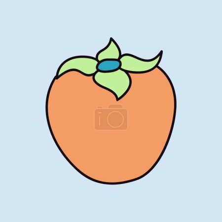 Persimmon, kaki or sharon fruit vector icon. Graph symbol for food and drinks web site, apps design, mobile apps and print media, logo, UI