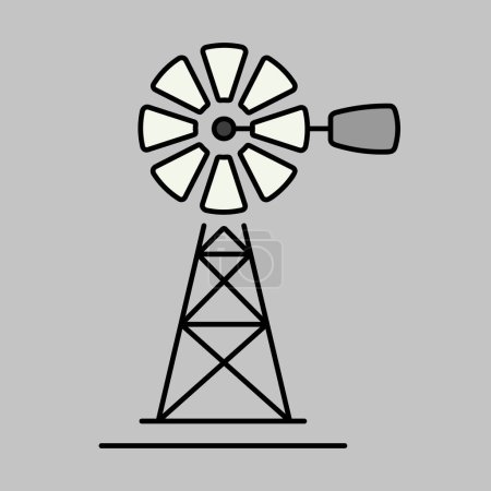 Illustration for Wind pump isolated icon. Agriculture sign. Graph symbol for your web site design, logo, app, UI. Vector illustration, EPS10. - Royalty Free Image