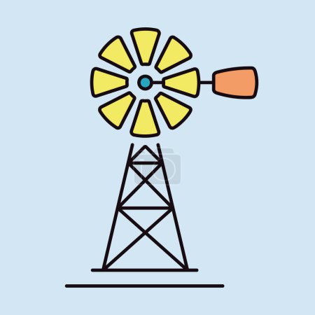 Illustration for Wind pump flat icon. Agriculture sign. Graph symbol for your web site design, logo, app, UI. Vector illustration, EPS10. - Royalty Free Image