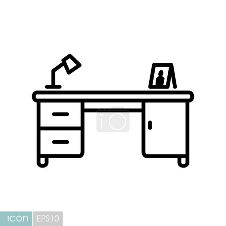 Work desk with lamp vector icon. Graph symbol for furniture, web site and apps design, logo, app, UI
