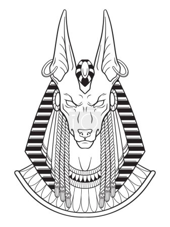 Egyptian tarot card Death with Anubis ancient Egyptian god in gothic style hand drawn vector illustration.