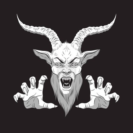 Krampus horned demon who scares naughty children isolated vector illustration.