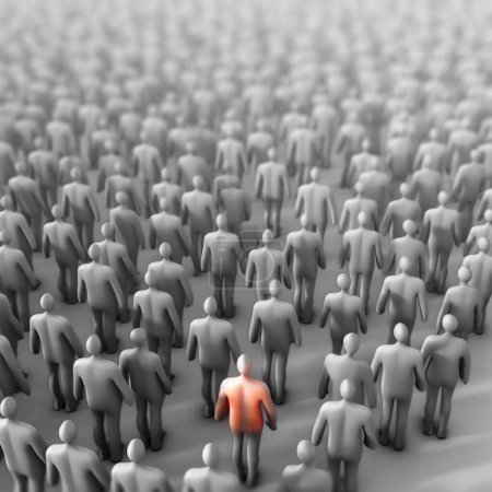 Photo for Crowd of people, herd mentality concept 3D illustration - Royalty Free Image