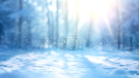 Téléchargez les photos : Fond de Noël enneigé avec effet flou, saupoudré de flocons de neige tombants - en image libre de droit
